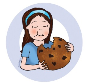 pto today clip art girl eating chocolate chip cookie